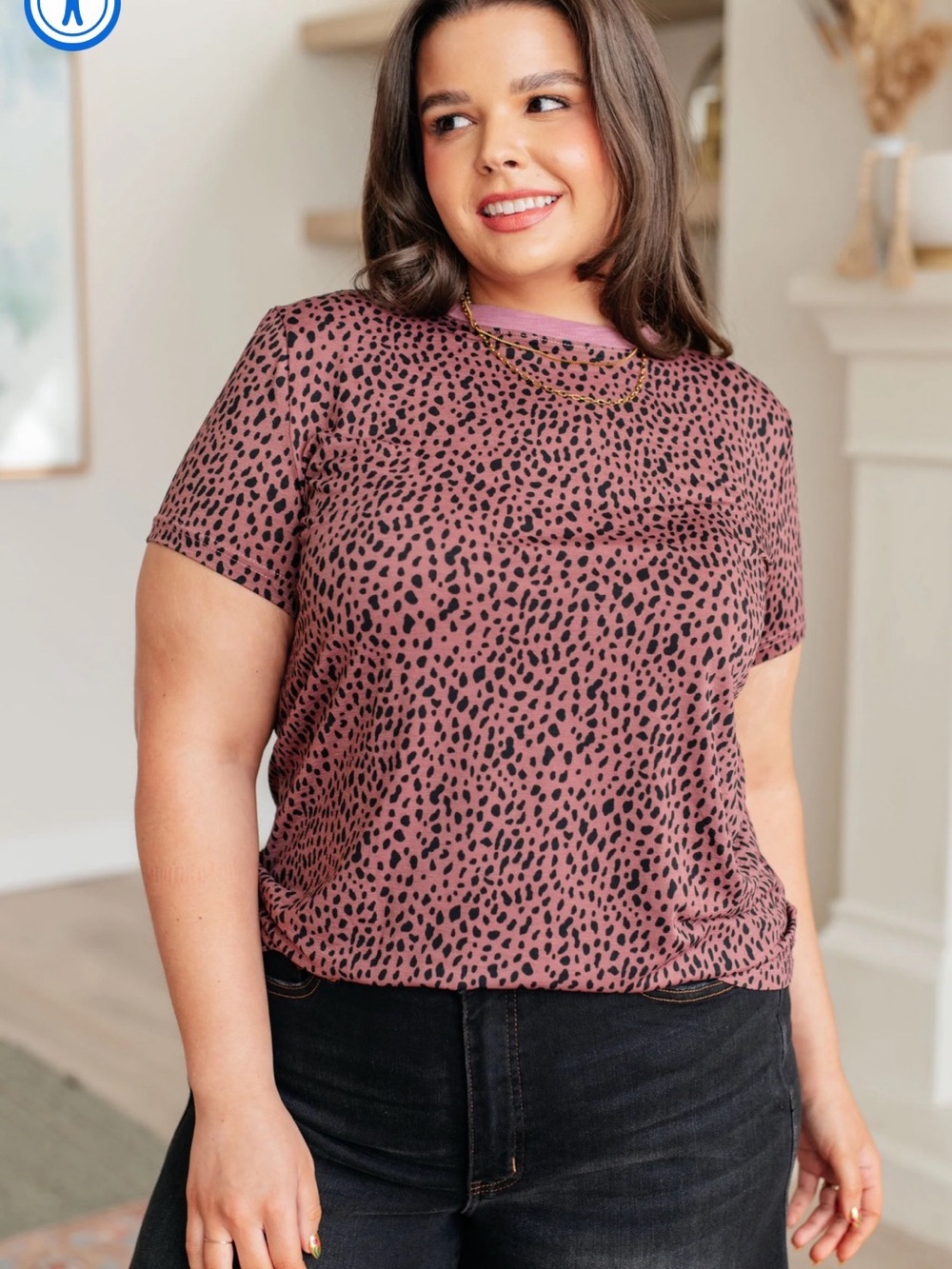 One Eleven North 2XL Pink & Black Leopard Animal Print Short Sleeve Top